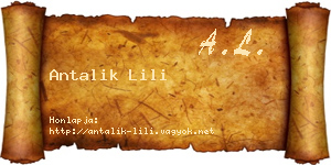 Antalik Lili névjegykártya